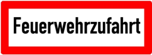 LEMAX® Feuerwehrschild, Feuerwehrzufahrt - DIN 4066 Alu geprägt weiß/schwarz 594x210mm