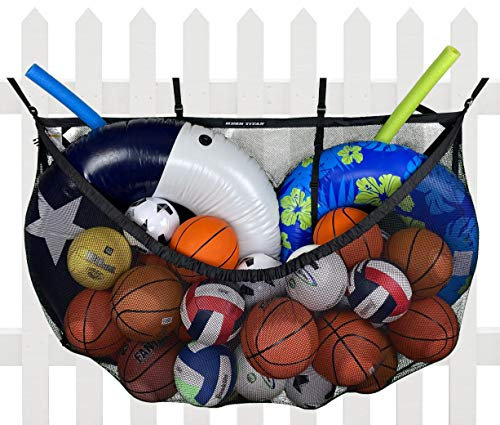 MESH TITAN Pool Storage Bag - High Strength, Expanding, Adjustable Pool Float Organizer for 30lbs of Large Floats, Toys, rafts, Noodles, Sports Balls (Black)