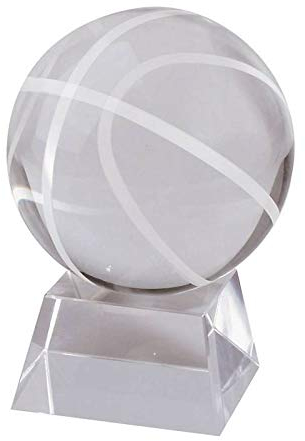CRISTALICA Basketball Glas Pokal 8cm inkl Glassockel und Geschenkverpackung