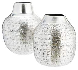 Madam Stoltz Vase in Silber Metallic, Ø8xH9/Ø9xH12 cm