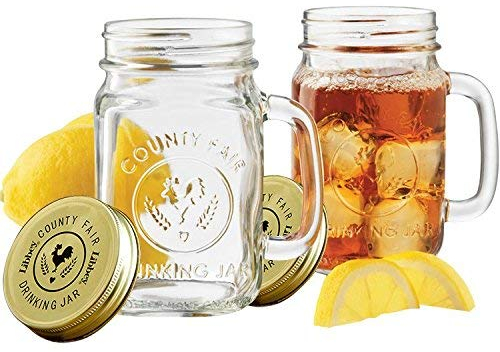 Set di 2 Mason Jar con coperchi Overnight Avena Mug con manici Old Fashioned Drinking Glass Canning Jelly Jars Barattolo di vetro preservativo, barattolo di vetro 500 ml