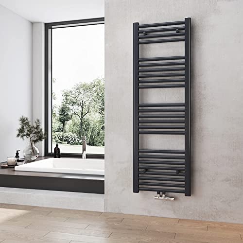Heilmetz Badheizkörper Anthrazit Handtuchtrockner Heizung 1200 x 400 mm Bad Heizkörper Handtuchheizkörper Mittelanschluss Handtuchwärmer