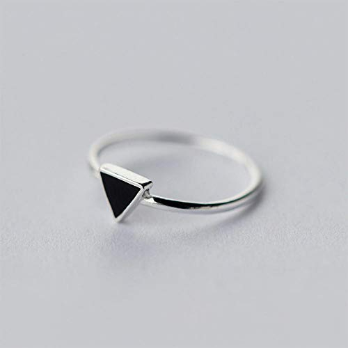 Damen Ring 925 Sterling Silber Verstellbar,Vintage Geometrie Dreieck Ringe Für Frauen Mädchen Geschenk Schwarzer Emaille Geschenk Punk Avantgarde Fashion Street Kultur Party Kollokation