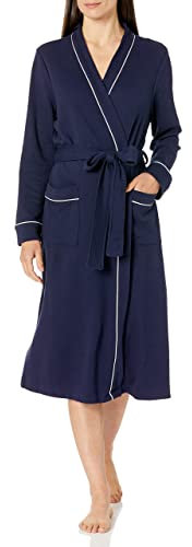 Amazon Essentials Women's Lightweight Waffle Full-Length Robe (Available in Plus Size), Navy, XL