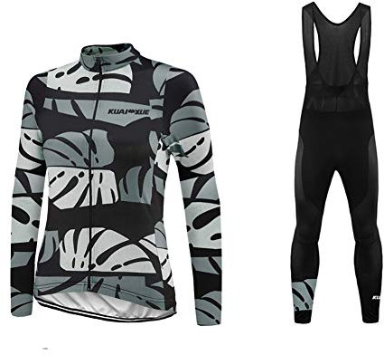 Uglyfrog Damen Radtrikot Set Fahrrad Trikot Langarm + Radhose mit Sitzpolster Fahrradbekleidung MTB Sportanzug Fleecefutter