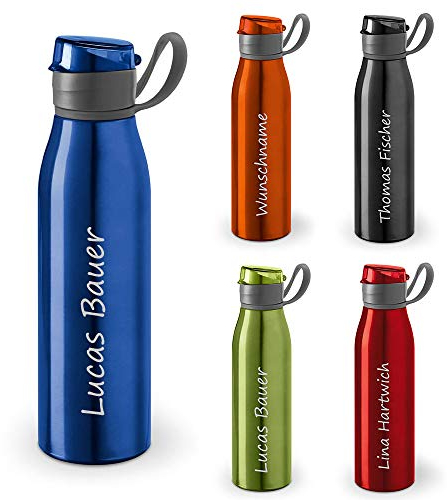 Polar-effekt Botella de agua personalizable, 650 ml, color azul realeza, de aluminio, a prueba de fugas grabado láser, idea de regalo para niños, escuela, deportes, exterior, fitness, camping