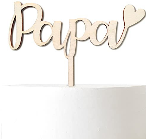 Cake Topper Papa - Hochwertige Tortendeko für Papa zum Geburtstag - Vater Geburtstagsgeschenk aus Holz - Tortenaufleger Vatertag Tortendeko - Vater Geschenk