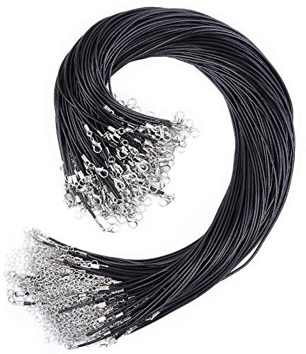 Paxcoo 150Pcs Black Necklace String Cord Bulk for Charms Pendants, Waxed Cotton Cord with Jewelry Clasps for Bracelets, Necklaces, Jewelry Making and Beading Supplies