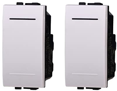 2 Pezzi Interruttore Unipolare 1P 1M 16A, Compatibile Con Bticino Living Light (Bianco)