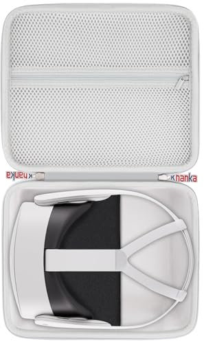 Khanka Hard Travel Case Replacement for Meta Oculus Quest 2 VR Gaming Headset 64GB/256GB(Inside White)