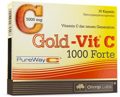 Olimp Labs- Gold-Vit C 1000 Forte. Nahrungsergänzungsmittel in Kapselform mit Vitamin C der neuen Generation PureWay-C™, einen Komplex von L-Ascorbinsäure und Zitrus-Bioflavonoide (30 Kapseln)
