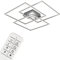 BRILONER Leuchten - LED Deckenleuchte, Deckenlampe dimmbar, inkl. Fernbedienung, Farbtemperatursteuerung, Nachtlichtfunktion, Timer, 52 Watt, 4.800 Lumen, Chrom-Alu, 703x703x100mm (LxBxH), 3097-018