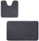 PANA Flauschiges Badvorleger Set • Microfaser Microfaser Badematte • Flauschiger und Rutschfester Badvorleger • 2er Set: 45 x 45 cm mit WC Ausschnitt + 50 x 80 cm • Farbe: Anthrazit