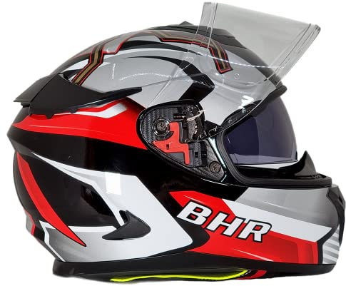 BHR Casco Integrale Moto con Doppia Visiera 813 RACE | Casco Moto Integrale Omologato ECE con Visiera Parasole | Casco Moto Uomo/Donna | SPIDER GREY | XL