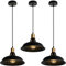 TOKIUS Lámpara Colgante Vintage, Ø27cm Lámpara de Techo Retro de Metal Industrial E27 Lámpara Araña para Comedor Cocina Restaurante, 1m Cable (Negro, 3 Piezas)