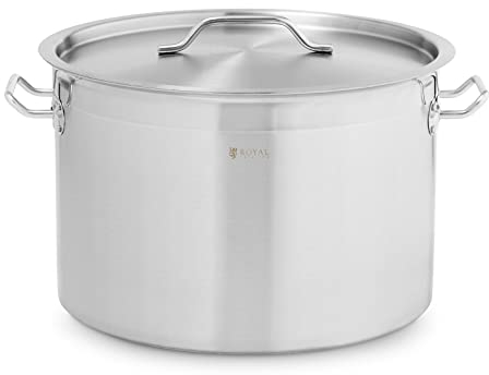 Royal Catering Grande Marmite Casserole Haute En Inox À Induction (Pour les cuisinières à induction, au gaz, électriques, etc., Volume : 23 l, Fond à trois couches (5 mm), Ø 35 cm)