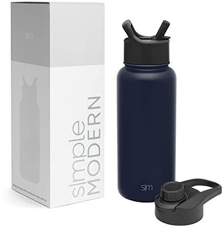 Simple Modern Water Bottle with Straw and Chug Lid | Insulated Stainless Steel Thermos for Sports Gym | Summit Collection | 950ml | Deep Ocean