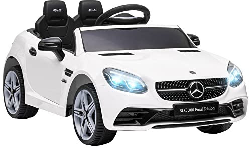 AIYAPLAY Benz SLC 300 Licensed 12V Electric Car for Kids, Kids' Electric Ride on with Parental Remote, Music Lights, Suspension Wheels for 3-6 Years, White