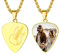 U7 Halskette mit Foto Damen Plektron Gitarre Anhänger Musik Plektrum Kette mit Foto Gravur Text Kettenanhänger Photo Pendant Necklace Bild Custom Goldkette Gitarrenanhänger Modeschmuck für Papa