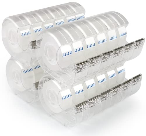 JEFURE 24 Pcs Transparent Tape with Dispenser, Clear, 0.7x1000
