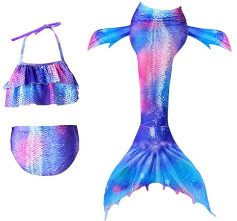 DULSPUE Maillots de Bain Fille,Maillot de Bain Fille,Ensemble de 3 Maillots de Bain sirène Maillots de Bain Enfants Maillots de Bain Hot Spring, Maillots de Bain Filles, Taille : 12 Verges (150 cm)