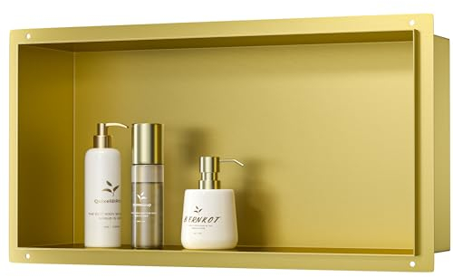 Bernkot Edelstahl Duschnische Gold 304 Edelstahl Wandnische 60 x 30 x 10 cm Keine Fliese erforderlich Unterputzmontage