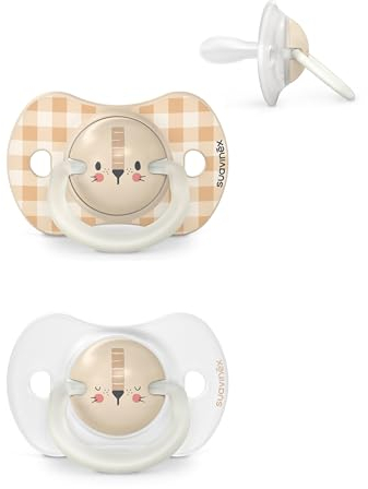 Suavinex, Night&Day Schnuller für Babys von 0-6 Monaten, Neugeborene, Leuchtend im Dunkeln Babyschnuller, Schnuller mit Physiologischem Sauger SX Pro aus Silikon, Symmetrisch, Beige, 2er-Pack