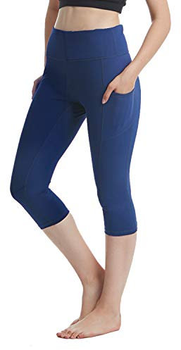 CAMBIVO Capri Leggings Damen 3/4 mit Tasche, Kurze Sport Leggings Damen High Waist, Blcikdicht, Bauchkontrolle, Sport Shorts für Gym, Yoga, Mode, Zu Hause