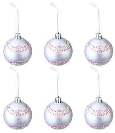 PRETYZOOM Baseball-Weihnachtskugel-Ornamente Bruchsichere Weihnachtsbaumkugel-Ornamente Weihnachten Baseball Sport Dekorative Kugeln Christbaumschmuck 6 Stück