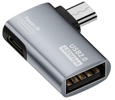 chenyang Adaptador de alimentación Micro USB OTG 2 en 1 Micro USB macho a USB 2.0 hembra 90 grados en ángulo izquierdo