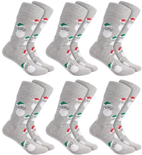 BRUBAKER 6 Paar Weihnachtssocken für Damen und Herren - Weihnachtsmannbärte - Baumwolle Socken Weihnachten - Größe 35-40