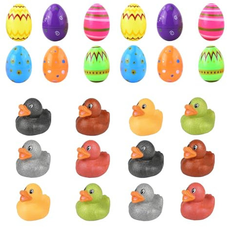 Vesone Mit Gummienten gefülltes Osterei | Gummi-Enten-Ostereier | Leuchtend Bunte Ostereier, vorgefüllt mit Enten für Geschenktüten und Karnevalsgeschenke