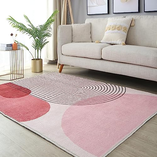 3D Modern Rosa Kreismuster Kinder Jungen Teppich Schlafzimmer Dekorativ Kinderzimmer Wohnzimmer Matten Krabbelmatte Weichem Flanell Kinderteppiche 100 X 200 cm - Leicht Zu Reinigen -0C5V/M5D
