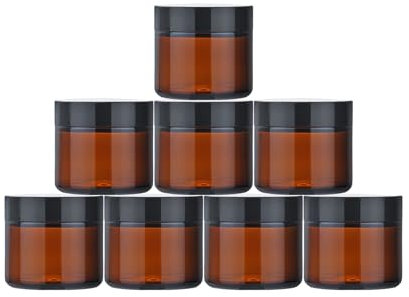 8 Stück Braunglas Salbentiegel,60ml Amber Glas Leerdose, Creme behälter,kleine dose mit deckel, Reise Probenbehälter,Cremedosen zum befüllen von Kosmetika, Lotionen, Cremes
