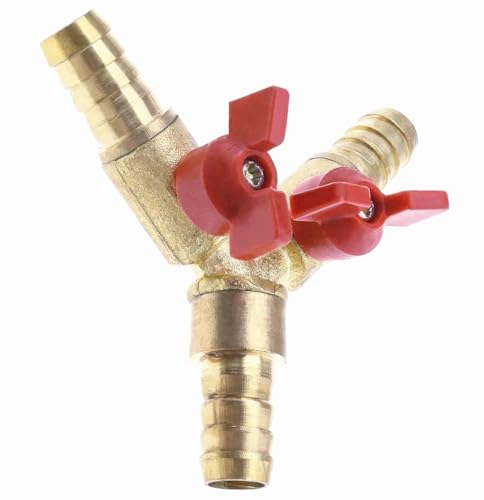KOMUNJ 1 Stück Y 3-Wege-Schlauchverbinder, Messing-Kugelhahn, Splitter, Messing und Zinklegierung, für Tischlerarmatur Luft Wasser Gas, 10mm