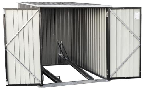 Panana Two Door Metal Garden Shed Tool Storage Sheds Lockable Black Color Can Put 2 Bicycles (6.53x4.63ft Black)