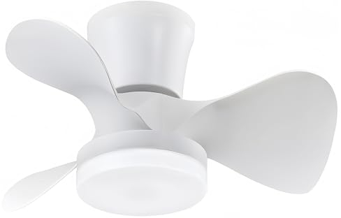CASA SHOP Ventilador de techo silencioso con luz LED de 56cm, gran volumen de aire, mando a distancia para cocina, dormitorio, comedor, patio Modos (Invierno/Verano) (Blanco)