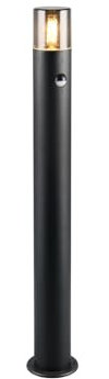 meineWunschleuchte Lampadaire d'extérieur avec détecteur de mouvement, noir mat/couleur fumée, hauteur 80 cm