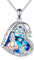 Vadmans Wunderland Kette für Damen 925 Sterling Silber Alice Herz Kristall Halskette Anhänger Alice Kaninchen Schmuck Geschenk für Mädchen