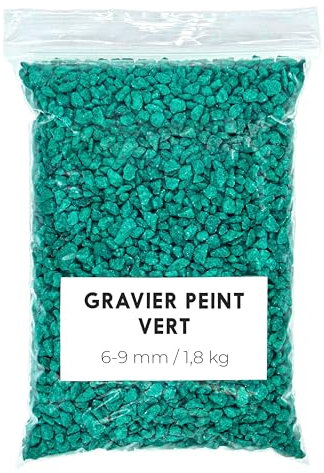 Landare Gravier Coloré Vert 1,8Kg - Pierres de Couleur - Gravier - Gravier Decoratif - Gravier pour Vases et Pots (6-9 mm) (Vert)