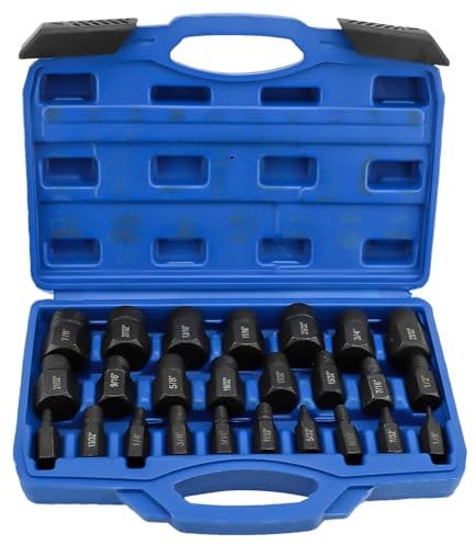 Set di 25 Pezzi Estrattore Viti Danneggiate Spanate, Estrattore per Viti Filettate Ad Alta Durezza, Estrattore Multifunzionale per Bulloni Rotti per Rimuovere Bulloni, Dadi e Viti Rotti