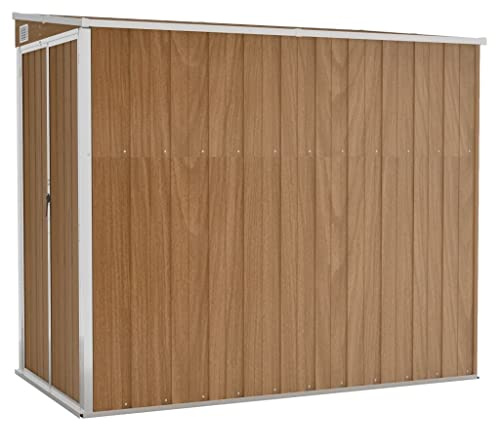 prissent Gartenhütte 118x194x178 cm Gerätehaus Fahrradunterstand Gartenschrank Storage Shed Wetterfest Schuppen Garten Braun Garten Schuppen