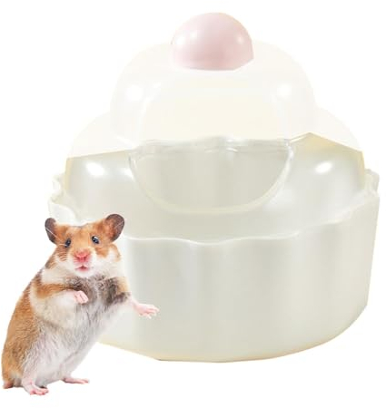 Aufquwk Hamster-Katzentoilette, Hamster-Sandkasten,Kuchenförmige kleine Tier-Sandbad-Box | Auslaufsichere, transparente, stabile Hamstertoilette für Lemminge, Mäuse, Rennmäuse, Eichhörnchen,
