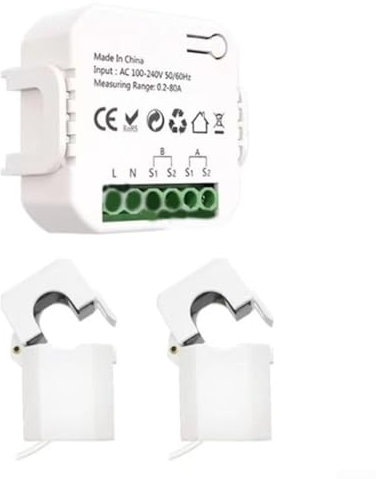 For Tuya Smart Electric Meter, Power Monitor for Zigbee Energy Meter 80A with Clamp CT Current Transformer KWh Power Monitor(2CT)