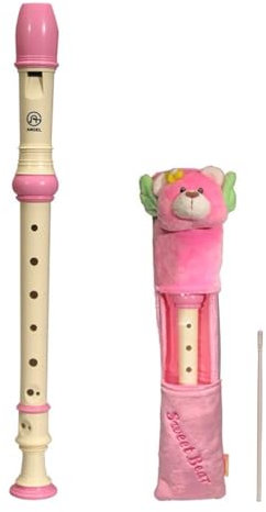Angel C-Sopran Blockflöte für Kinder - Barocke Griffweise - Mit Tasche und Reinigungsstab - ABS Kunststoff (Pink)