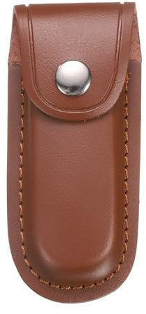 sourcing map Leather Knife Sheath 4.8 Leather Pocket Knife Sheath with Hole for Folding Knife Camping Hunting Outdoors, Brown
