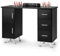 GOPLUS Table Manucure Professionnelle, 2 en 1 Bureau et Table Ongulaire, avec Repose-Poignet, 8 Pieds en Métal, 3 Tiroirs, 2 Armoires, Station de Travail en Bois, pour Salon de Beauté (Noir)