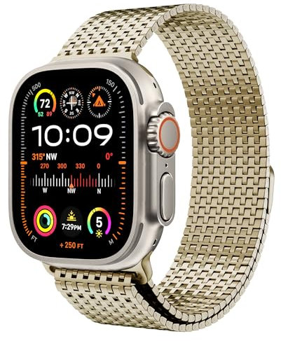 LULULOOK Correa milanesa para Apple Watch Ultra 2/1, 49 mm, 46 mm, 45 mm, 44 mm, 42 mm, magnética 630 de acero inoxidable de malla de metal para iWatch Series 10 9 8 7 6 SE 5 4 3 2 1 para hombre y