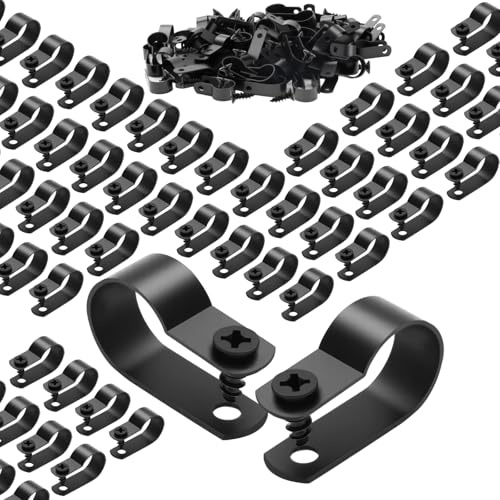 120 Stück Kabelschellen Schwarz 5.3mm R Typ Kabelhalter Schraubbar mit 120 Stück Schrauben Kabelschellen zum Schrauben Kabelklemmen Schraubbar Nylon Kabelhalter für Drahtmanagement Kabelmanagement