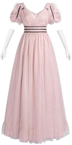 Fiamll Jane Austen Robe victorienne pour femme - Coupe trapèze - Longue - Vintage - Taille empire - Robe de cocktail et de soirée